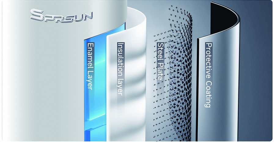 SPRSUN Estructura del material del tanque de agua interno de la bomba de calor de agua caliente AquaHero